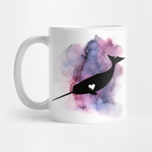 Watercolor Narwhal with heart Mug